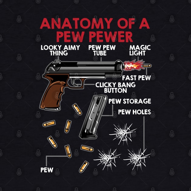 Funny Anatomy Of A Pew Pewer Gun Ammo Lovers Amendment by Proficient Tees